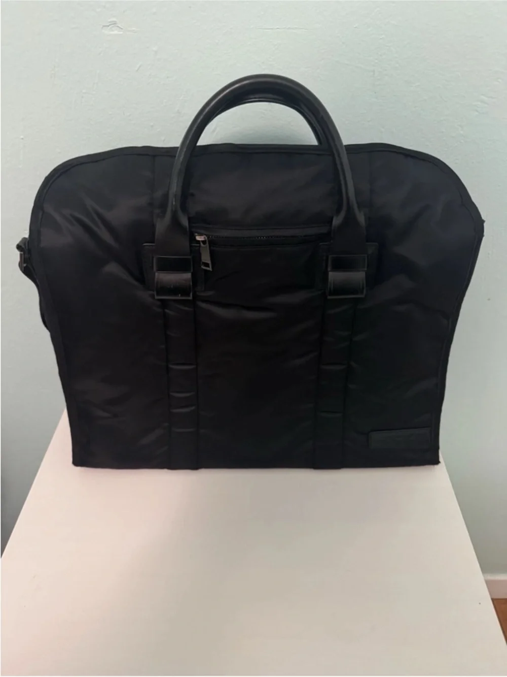 Agnes B Voyage Black Nylon Laptop Briefcase Messenger Bag Travel 15”Carryall
